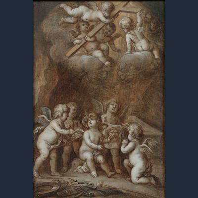 Pieter van Avont, 'Putti met passiewerktuigen bij het graf van Christus'