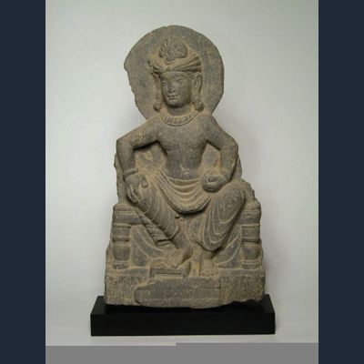 A GRAY SCHIST STELE OF A BODHISATTVA 