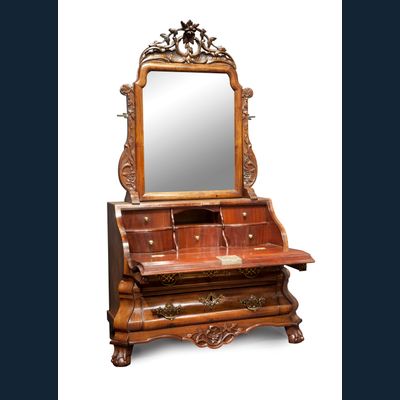 Hollands Louis Quinze miniatuur bureau met spiegel