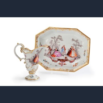A rare Meissen ewer and octagonal basin