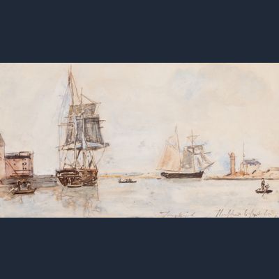 Voiliers à l'entrée du port de Honfleur