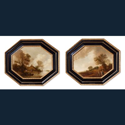 Pair of Dutch landscapes