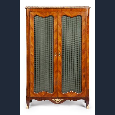 French Louis Quinze bookcase with marble top