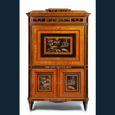 A Dutch Louis Seize secrétaire à abattant with lacquer panels