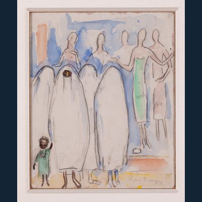 Groupe d'Egyptienne et Française dans la rue