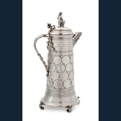 A large German silver 'thaler' Bismarck jug