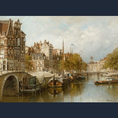 View on the Brouwersgracht from the Papiermolensluis, Amsterdam