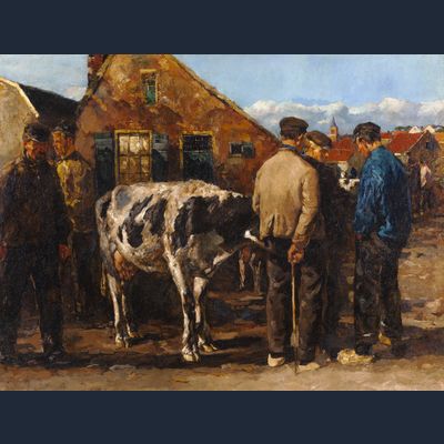 A cattle market on De Groest, Hilversum
