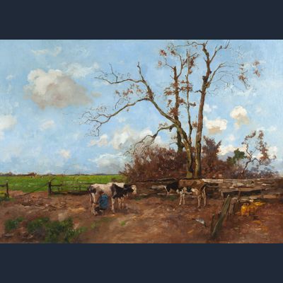 Milking time in a summer landscape