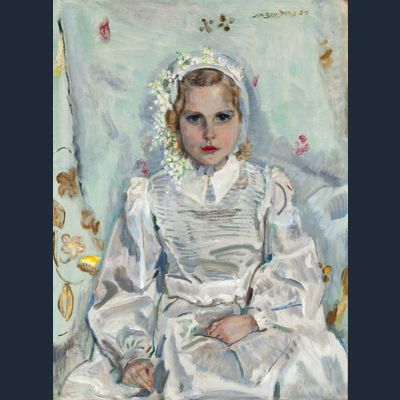 Portrait of Berthilde van Abbe in communion dress