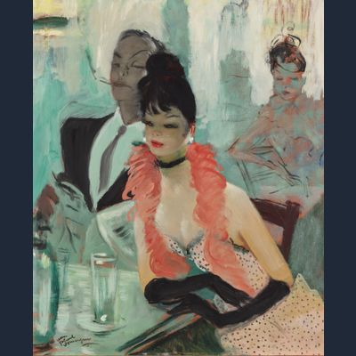 JEAN GABRIEL DOMERGUE (1889-1962) – COUPLE AT THE TABLE