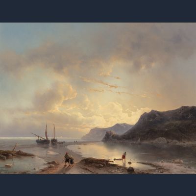 LOUIS JOHAN HENDRIK MEIJER (1809-1866) – EVENING TWILIGHT BY THE SEA