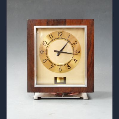 Schöne und seltene Atmos Uhr, Palisander und Chrom, Jaeger LeCoultre ca. 1942.