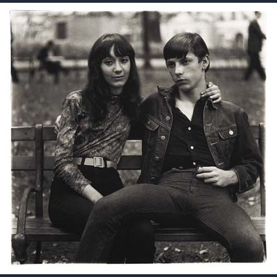 Young Couple on a bench in Washington Square Park, N.Y.C.