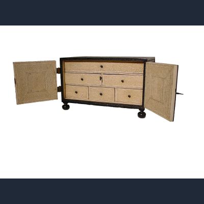 Anglo-indian Ceylonese ebony and ivory table cabinet 