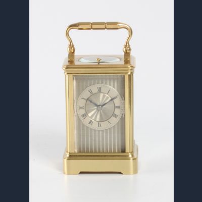 A small French brass striking carriage clock, circa 1860