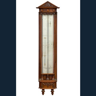 Een Fraaie Hollandse Lodewijk XVI mahonie bakbarometer, P. Wast, circa 1810
