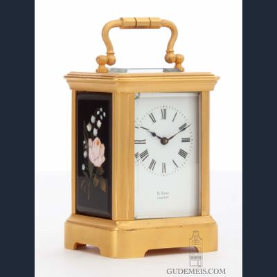 Een zeldzaam Frans reisklokje met pietra dura, circa 1870