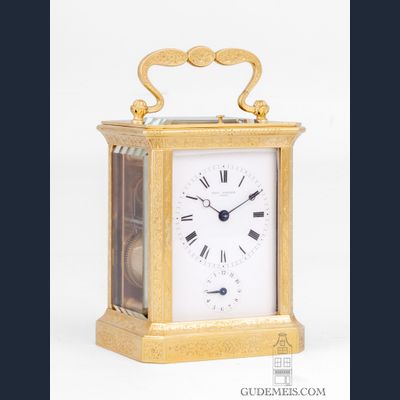 Een vroege Franse reisklok met chaff cutter echappement, Paul Garnier