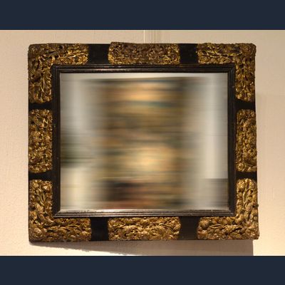 Houten wandspiegel, Frankrijk, eind 17e eeuw (Louis XIV) met verguld koper beslag