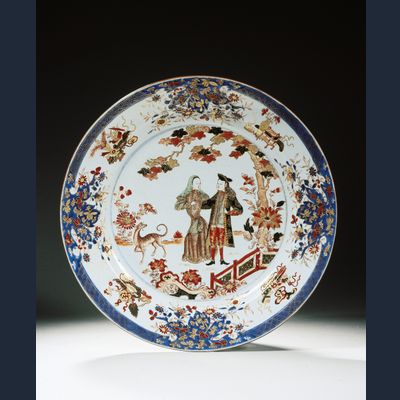 A Chinese verte Imari 'governor Duff' dish