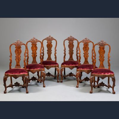 Zes Nederlandse Louis XV wortelnoten Stoelen