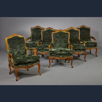 Ensemble van zes Louis XV fauteuils à la Reine