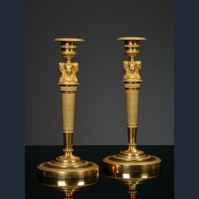 Paire de bougeoirs d'époque empire