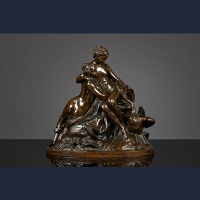 Bronzen sculptuur van Leda en de Zwaan, Frankrijk naar Etienne-Maurice Falconet