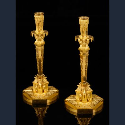 Paar Russische Empire kandelaars, toegeschreven aan Friedrich Bergenfeldt