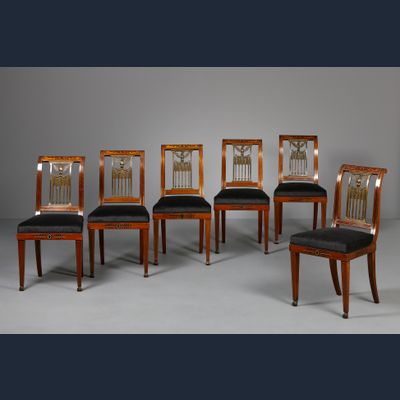 Serie van zes Franse Empire stoelen