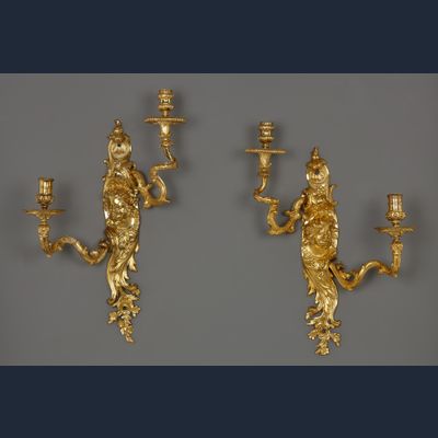 Paar Franse Régence appliques aux Zéphyrs