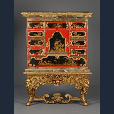 Duits Louis XIV lakwerk schrijfkabinet