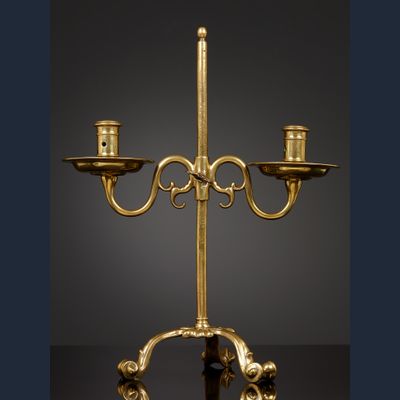 Hollandse Renaissance kandelaar met twee kaarsenhouders,  toegeschreven aan Elias Eliassen van Vliet