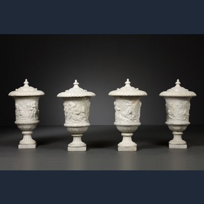 Four Dutch Louis XIV sculptural marble vases
