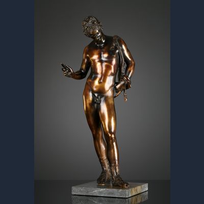 Italian bronze statue, Narcissus,  attributed to Vincenzo Gemito