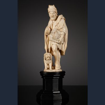 Frans ivoren Beeldje van een Blinde Liereman