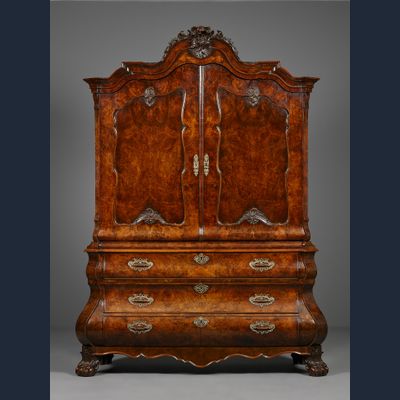 Dutch Louis XV burr walnut cabinet
