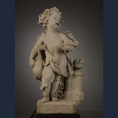 Dutch Louis XIV Garden Sculpture depicting a Putto