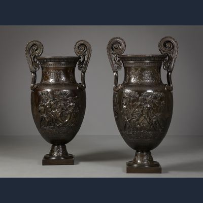 Paar Grote Bronzen Sierurnen, Jean-Désiré Ringel d'Illzach