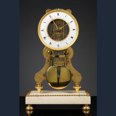 French Louis XVI Skeleton Clock, Robert Robin