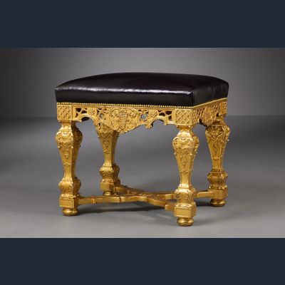 Luiks verguld houten Louis XIV Tabouret