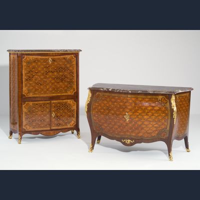 Dutch Transition ensemble of a commode and a secrétaire à abattant