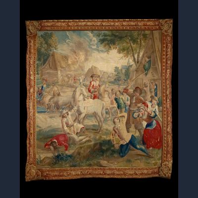 Brussels Wall Tapestry depicting The Plundering, attributed to Jérome le Clerc and Jacques van der Bocht I