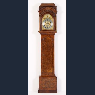 English George II Burr Elm Longcase Clock
