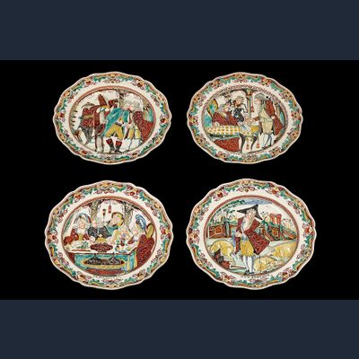 Four Staffordshire creamware plates