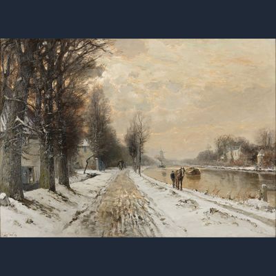 Louis Apol (1850-1936) Winter aan de Vecht