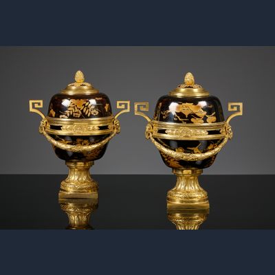 Pair of French mounted Louis XVI potpourri containers