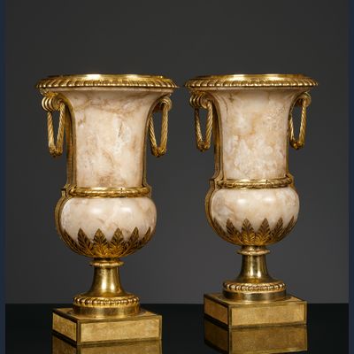 Pair of French Louis XVI mounted ornamental vases