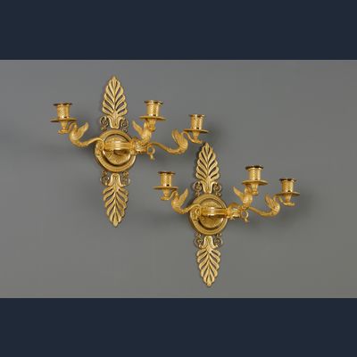 Paar Franse Empire drie-armige appliques